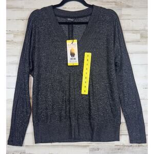 Buffalo David Bitton Ladies Soft Cozy V-Neck Long Sleeve Top Black Size Small